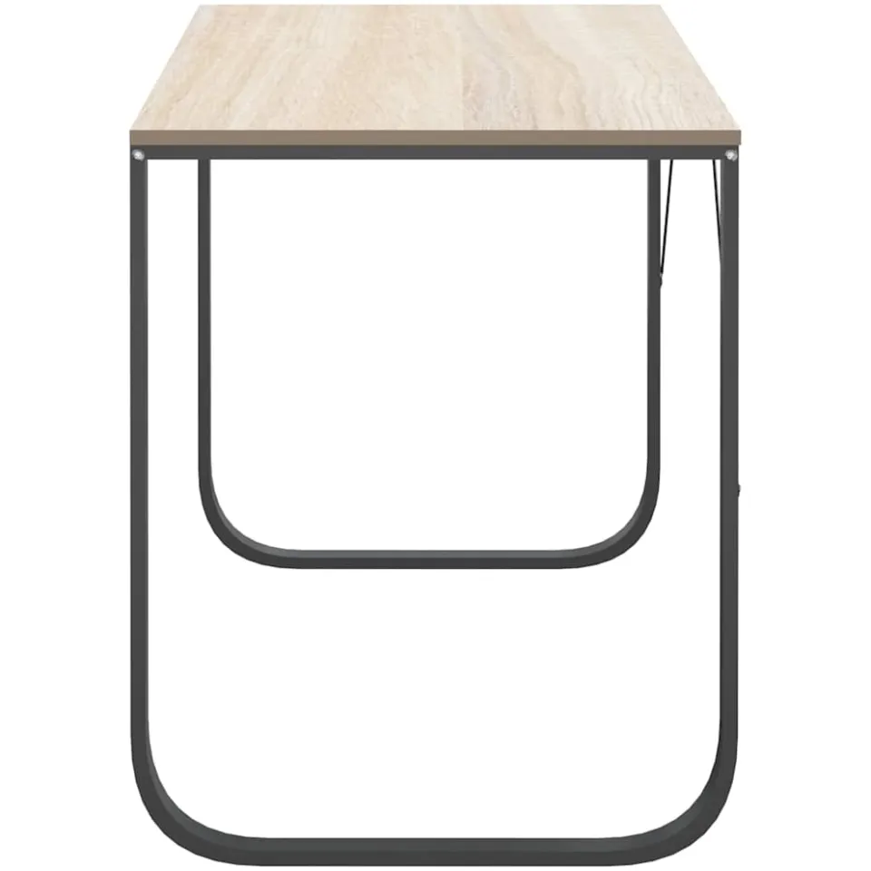 vidaXL Computerbureau 110x60x73 cm spaanplaat zwart en eikenkleurig, foto 4
