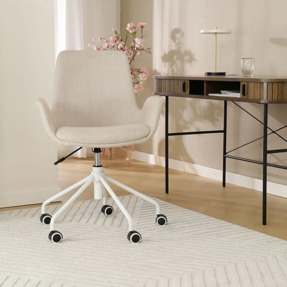 Nolon Nout-Eef bureaustoel beige - wit onderstel, foto 2