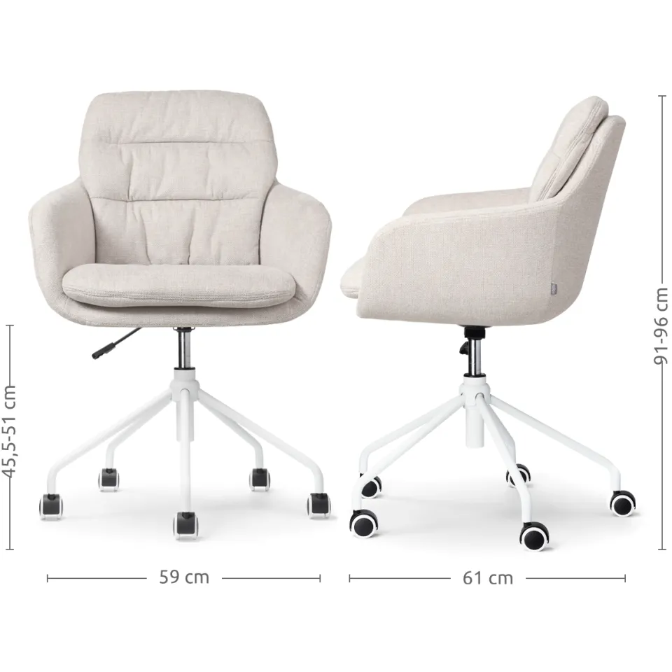 Nolon Nout-Mia bureaustoel beige - wit onderstel, foto 3