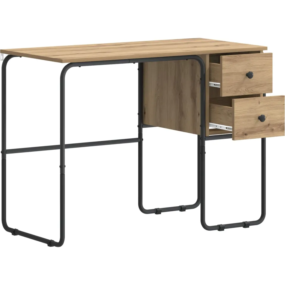 vidaXL Bureau met opbergruimte Artisanaal eiken 100 x 50 x 75 cm