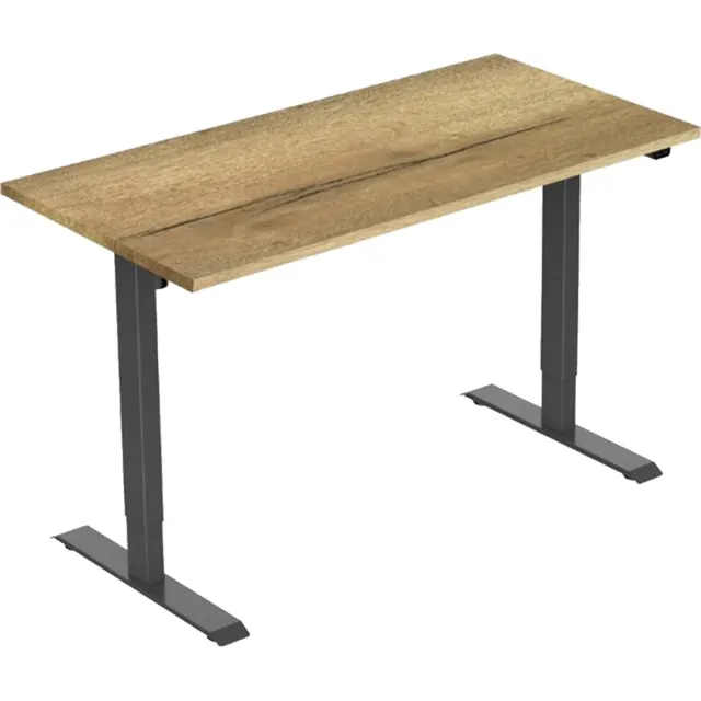 Game Hero Marvel Bureau Elektrisch Verstelbaar 2 Motorig - Zwart Frame - Natuur Eiken Blad - 160 x 80 cm