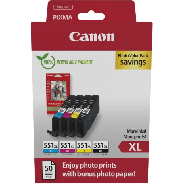 Canon CLI-551XL Cartridges Combo Pack Zwart