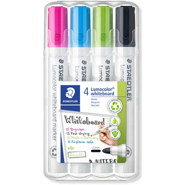 Staedtler Whiteboardmarker Staedtler Lumocolor 351 set à 4 stuks fun assorti blauw