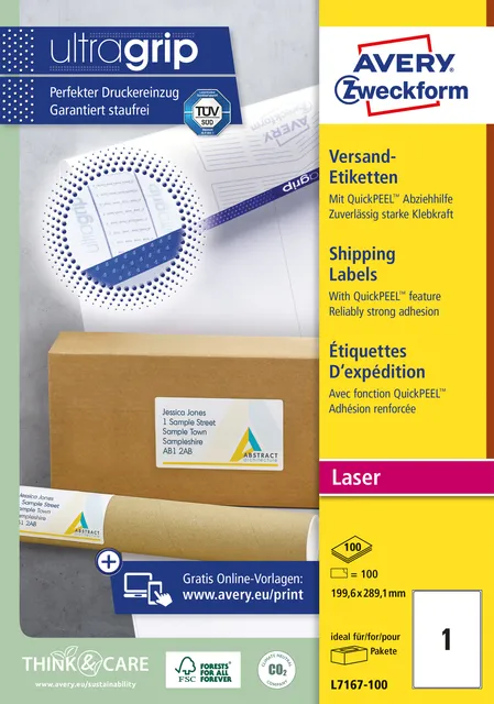 Avery Etiket Avery L7167-100 199.6x289.1mm wit 100 stuks