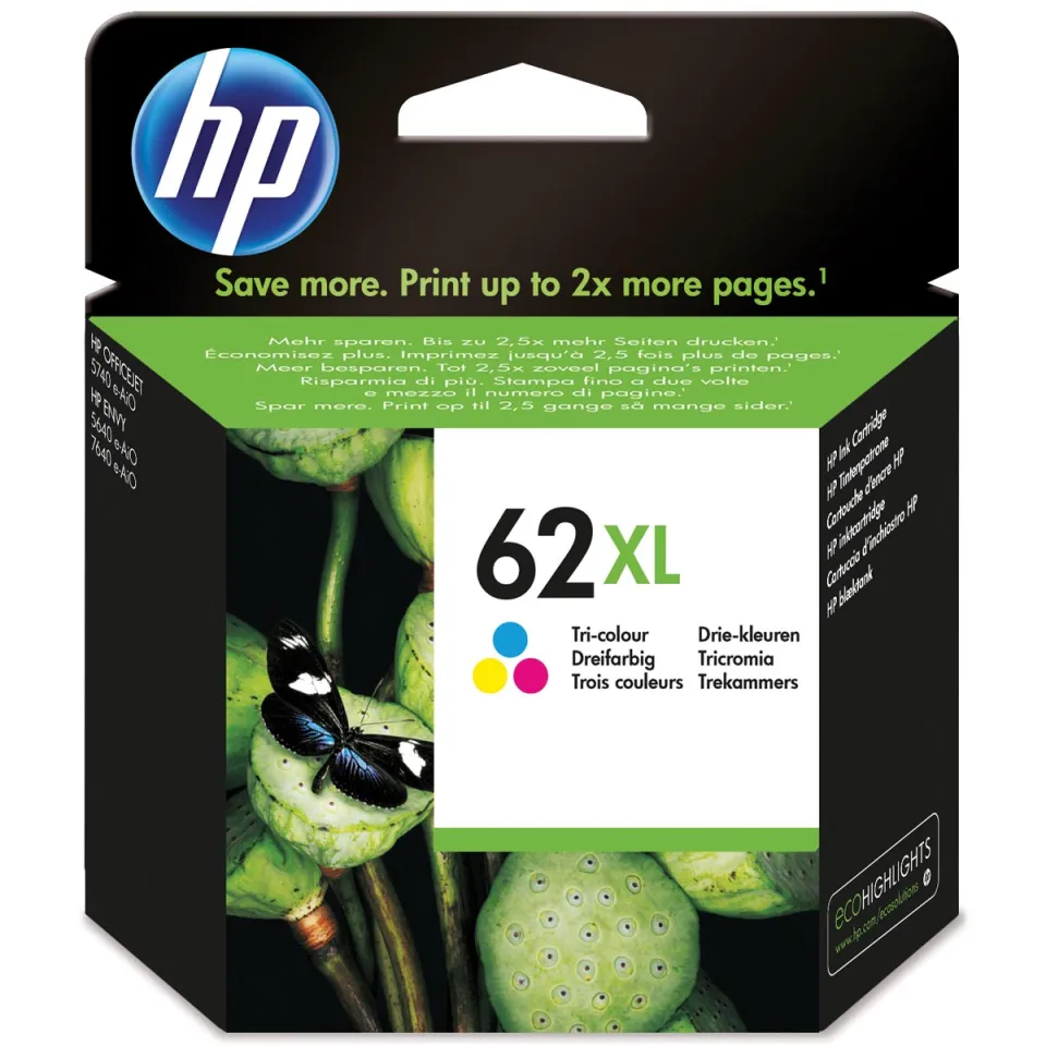 Hp inktcartridge 62XL, 415 pagina's, OEM C2P07AE, 3 kleuren