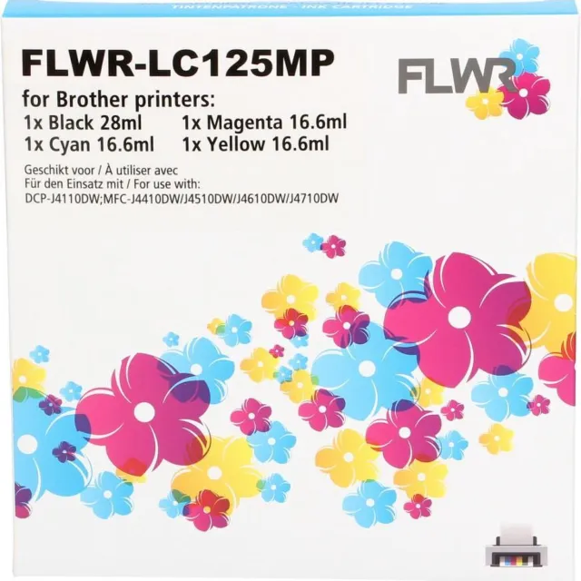 FLWR Cartridges / Brother LC-125XL - LC-127XL 4-pack / zwart en kleur / Geschikt voor Brother