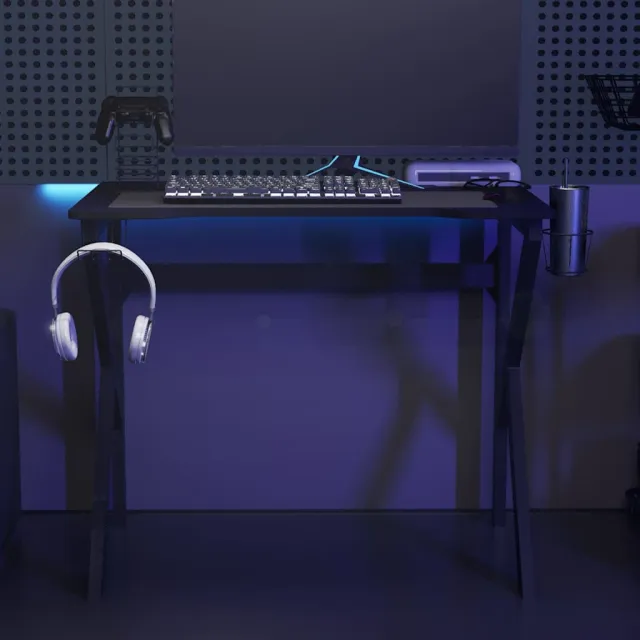 vidaXL Gamingbureau met K-vormige poten 90x60x75 cm zwart, foto 2