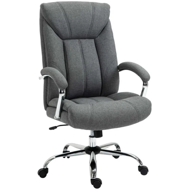 Merax Ergonomische Bureaustoel met Wipfunctie - Verstelbare Hoogte - Draaibare Kantoorstoel met Hoofdsteun en Stoffen Bekleding - Grijs - Comfortabele Directiestoel 120 kg