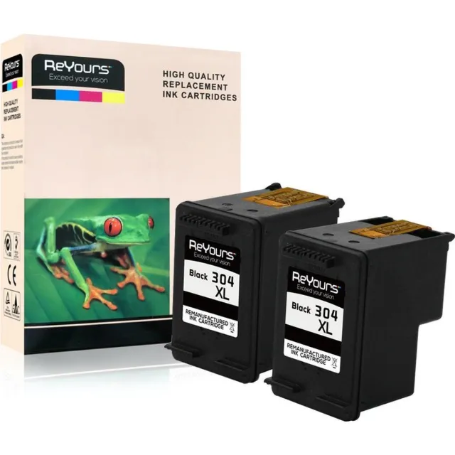 Reyours huismerk Inktcartridge voor HP304XL - 304XL - HP304 XL N9K08AE - 2 zwart 2 X Zwart