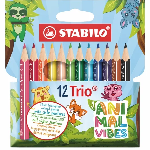 Stabilo Kleurpotloden STABILO Trio dik Short Animal Vibes mini assorti 12st
