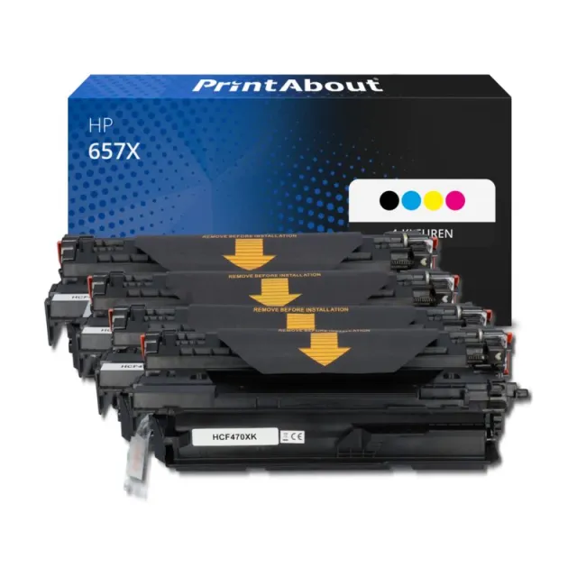 PrintAbout huismerk Toner 657X (CF470X) 4-kleuren Multipack Hoge capaciteit Geschikt voor HP