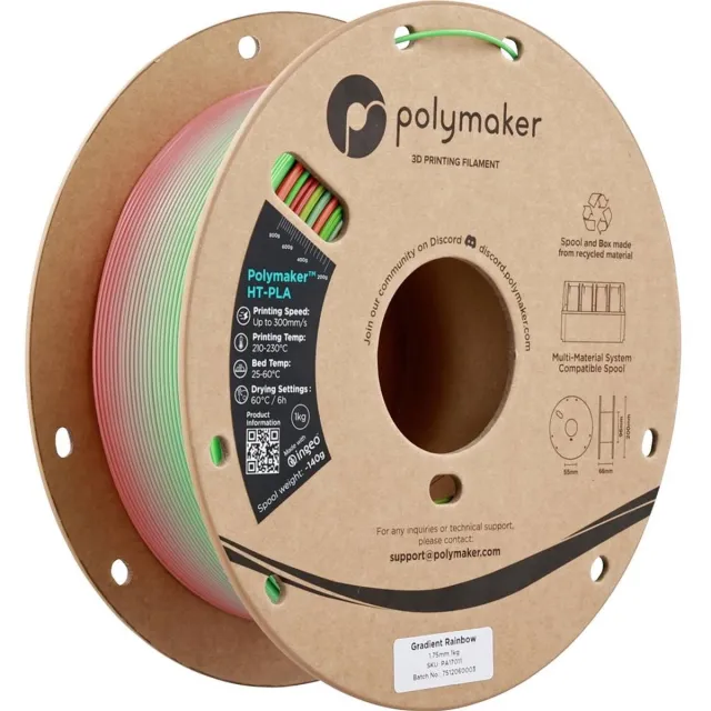 Polymaker PA17011 HT-PLA Filament PLA kunststof, HT-PLA Warmtebestendig, Highspeed filament 1.75 mm 1000 g Gradient Rai Kleurloos