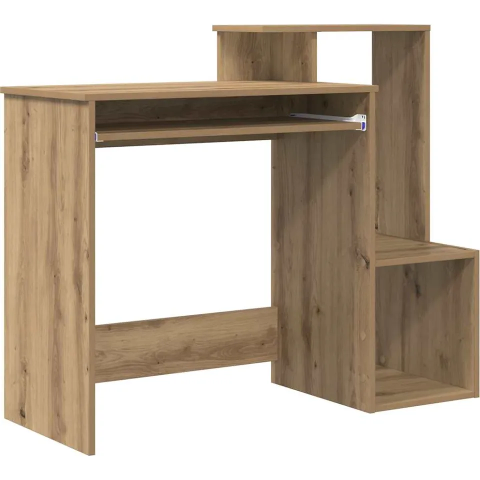 vidaXL Bureau Artisan Eiken 106 x 41 x 88,5 cm Bewerkt hout, foto 3