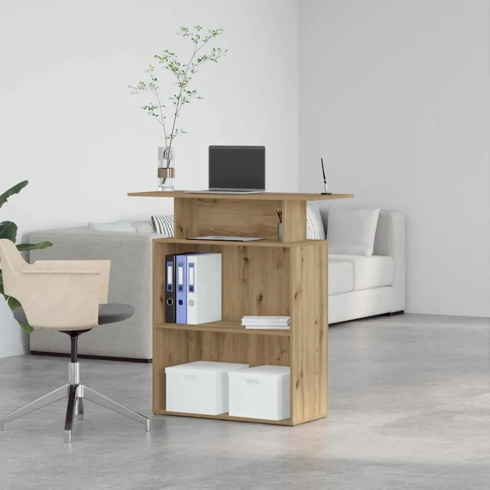 vidaXL Receptiebalie 100x40x104 cm bewerkt hout artisanaal eikenkleur, foto 4