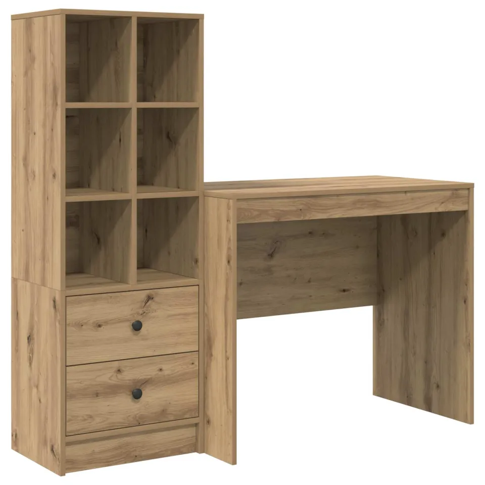 vidaXL Bureau Artisan Eiken 135,5 x 50 x 127 cm 2 st, foto 3
