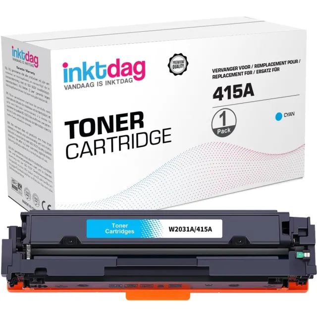 inktdag huismerk toner cartridge voor HP W2031A, hp 415a (met chip) toner cartridge Cyaan voor HP Color Laserjet Pro M454dn M454dw MFP M479dw M479fdn M479fdw