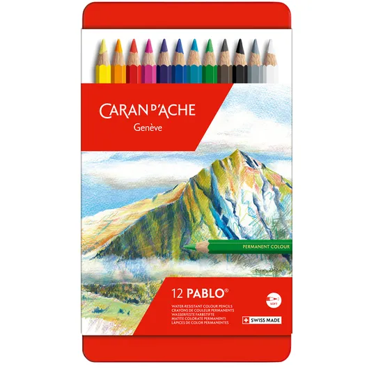 Caran d-Ache Kleurpotloden Caran d'Ache Pablo assorti blik à 12stuks