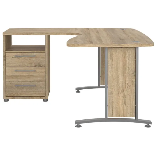 Giga Living Bureau Prima - Grijs/Naturel - 150x160x75cm