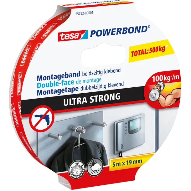 Tesa Montagetape tesa® Powerbond Ultra strong dubbelzijdig 5mx19mm wit