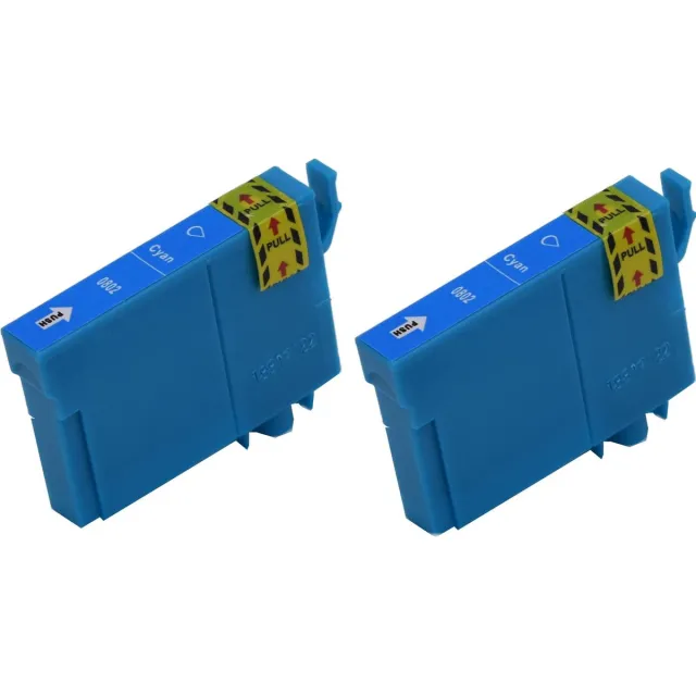 KATRIZ huismerk inkt voor|Epson T0802|12ml | ( 2stuks) - Met chip Cyaan