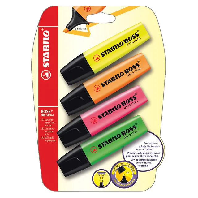 Stabilo Markeerstift STABILO BOSS Original 70/4 assorti blister à 4 stuks