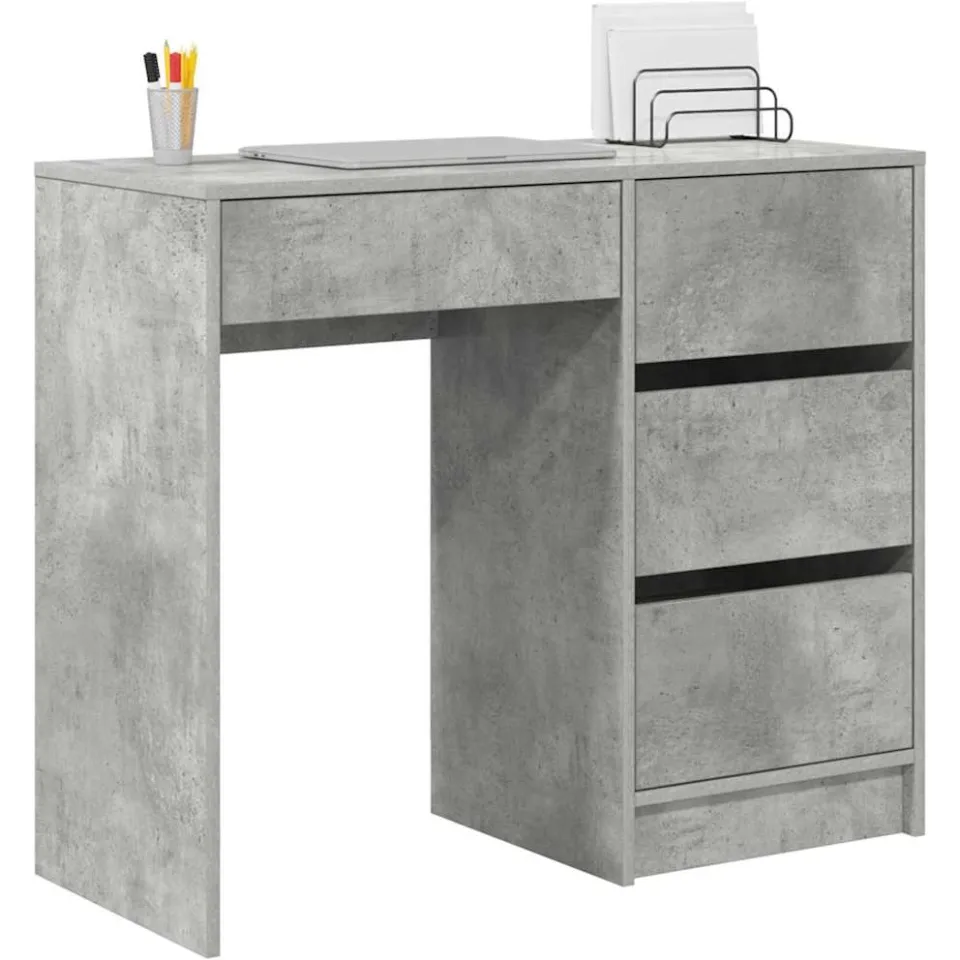 vidaXL Bureau Beton Grijs 90 x 37,5 x 75 cm Bewerkt hout