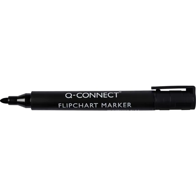 Q-CONNECT flipchartmarker, 2-3 mm, ronde punt, met clip, zwart