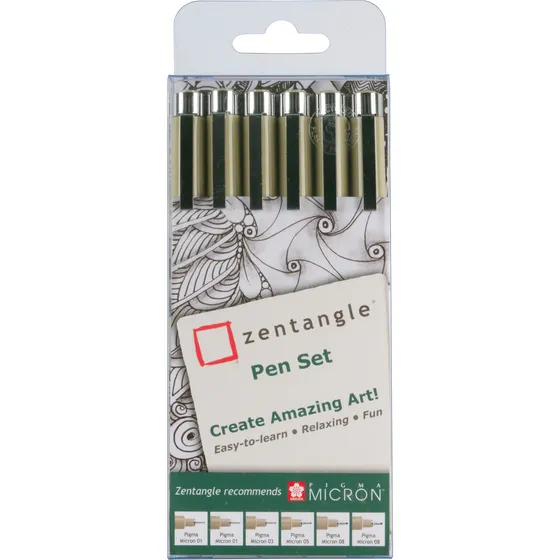 Sakura Tekenset Sakura Zentangle set à 6 pennen zwart