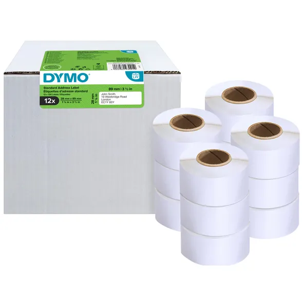 Dymo Etiket Dymo LabelWriter adressering 28x89mm 12 rollen á 130 stuks wit