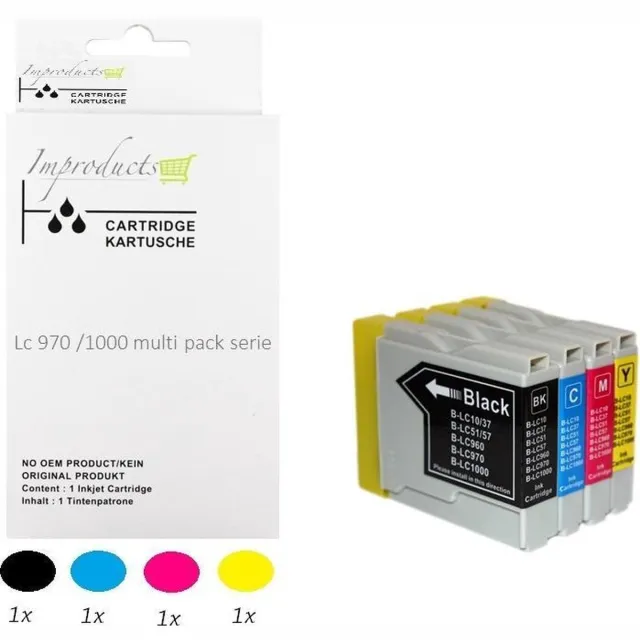 Improducts Inktcartridges - Alternatief Brother LC970 LC1000 / LC-970 LC-1000 Multipack Multicolor - Zwart, Cyaan, Magenta, Geel