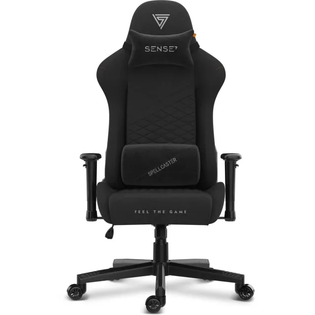 SENSE7 Spellcaster Senshi - Gamestoel Stof - Ergonomisch - Belastbaar tot 150kg - 2D Armsteunen & Kussens - Zwart