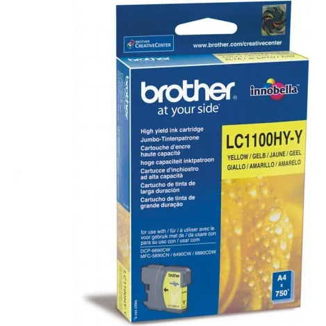 Brother inktcartridge, 750 pagina's, OEM LC-1100HYY, geel