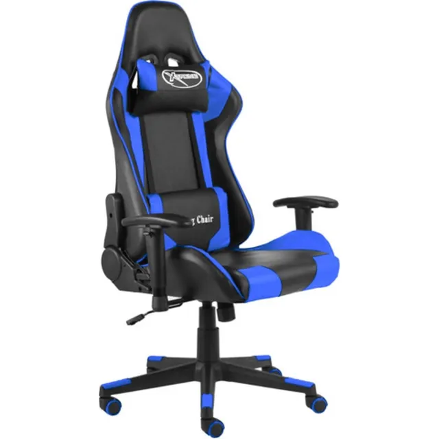 vidaXL Gamestoel - draaibaar - PVC - blauw blauw en zwart
