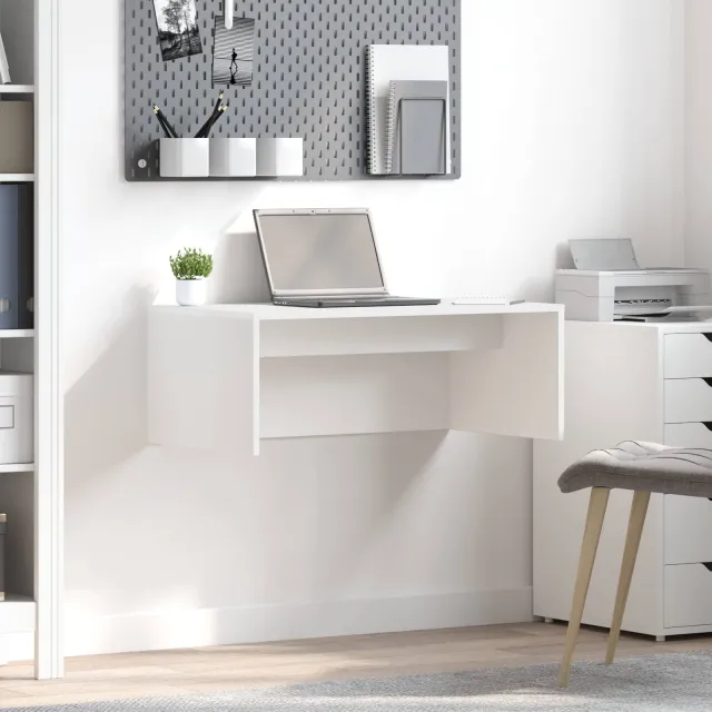 vidaXL Wandbureau Wit 80 x 45 x 30 cm Bewerkt hout, foto 2