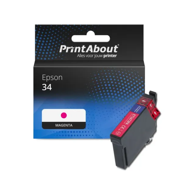 PrintAbout huismerk Inktcartridge 34 (C13T34634010) Magenta Geschikt voor Epson