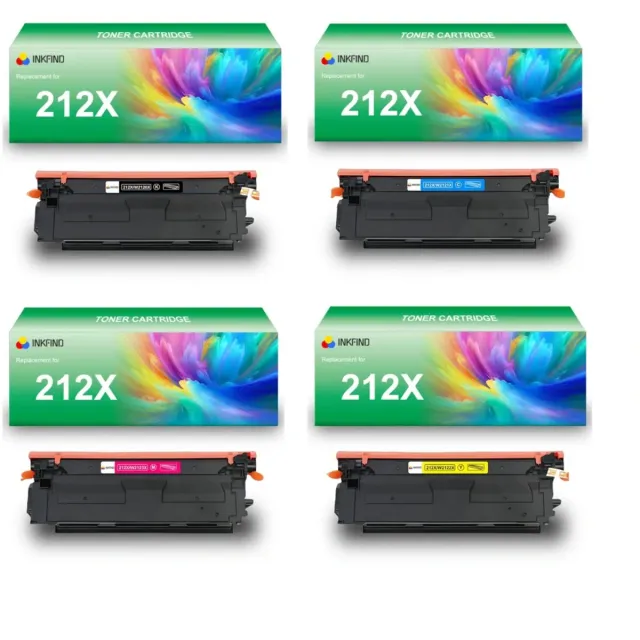 INKFIND 212X (W2120X/W2121X/W2122X/W2123X) tonercartridge multipack van 4 stuks (Zwart+Cyaan+Magenta+Geel) compatibel met HP 212X (W2120X/W2121X/W2122X/W2123X) toner cartridge - 4-pack BK/C/M/Y Zwart/Cyaan/Magenta/Geel