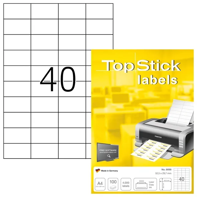 TopStick Etiket TopStick 8698 52.5x29.7mm wit 4000 stuks