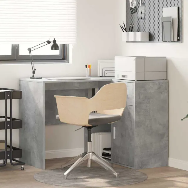 vidaXL Hoekbureau met lade met plank Beton Grijs 102 x 88 x 75 cm, foto 2