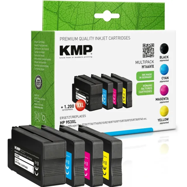 KMP Inkt vervangt HP 953XL Compatibel Combipack Zwart, Cyaan, Magenta, Geel H166VX 1747,4005 Foto zwart
