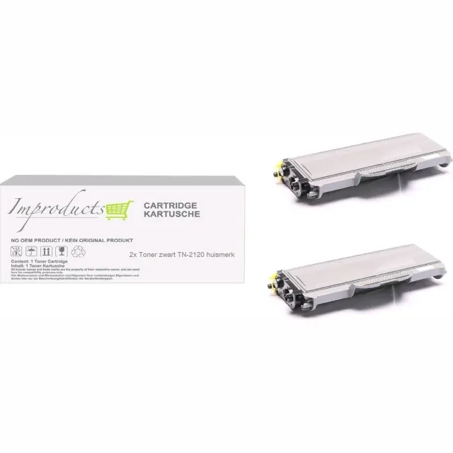 Improducts Toner - Alternatief Brother TN2120 / TN-2120 zwart XL 2x toner zwart Zwart - 2x