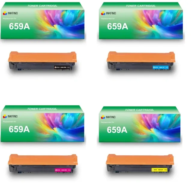 INKFIND 659A (W2010A/W2011A/W2012A/W2013A) tonercartridge multipack van 4 stuks (Zwart+Cyaan+Magenta+Geel) compatibel met HP 659A (W2010A/W2011A/W2012A/W2013A) toner cartridge -4-pack BK/C/M/Y Zwart/Cyaan/Magenta/Geel