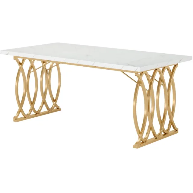 Happiq Bureau Velano - Modern 180cm - Marmerlook Computerbureau - Voor Werk of Thuis Goud