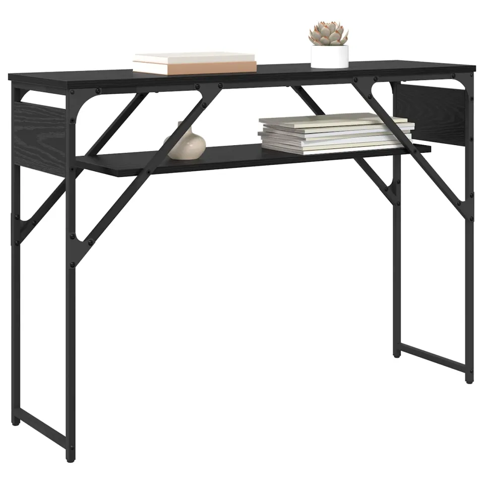 vidaXL Consoletafel Zwart Eiken Bewerkt hout 105x30x75cm
