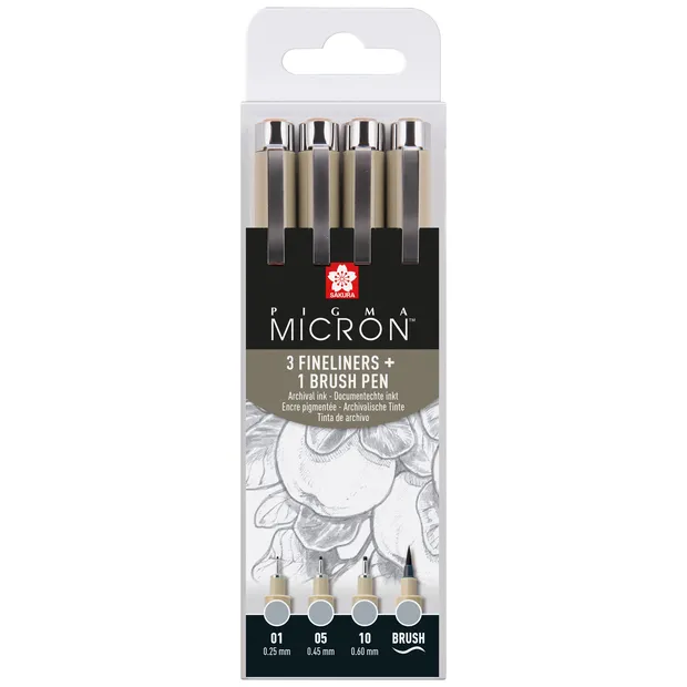 Sakura Fineliner Sakura Pigma Micron lichtgrijs set 4 maten