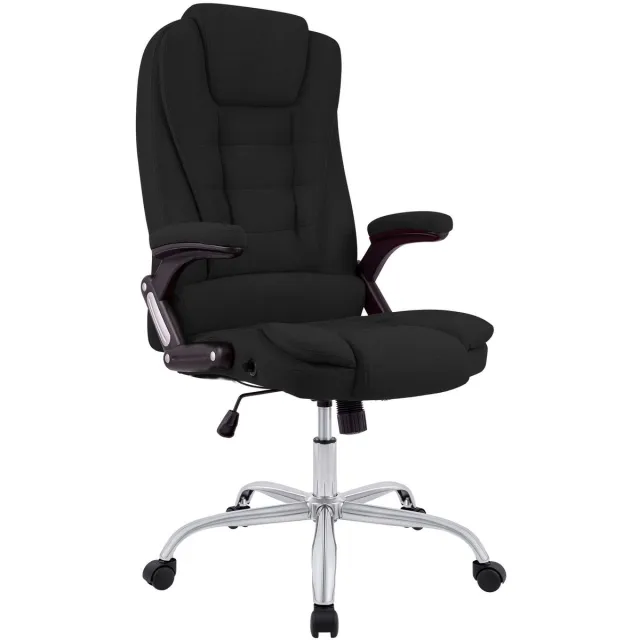 CLP Ergonomische Bureaustoel Thor - Draaibaar & Kantelbaar - Tot 150 kg - Chroom Onderstel - zwart