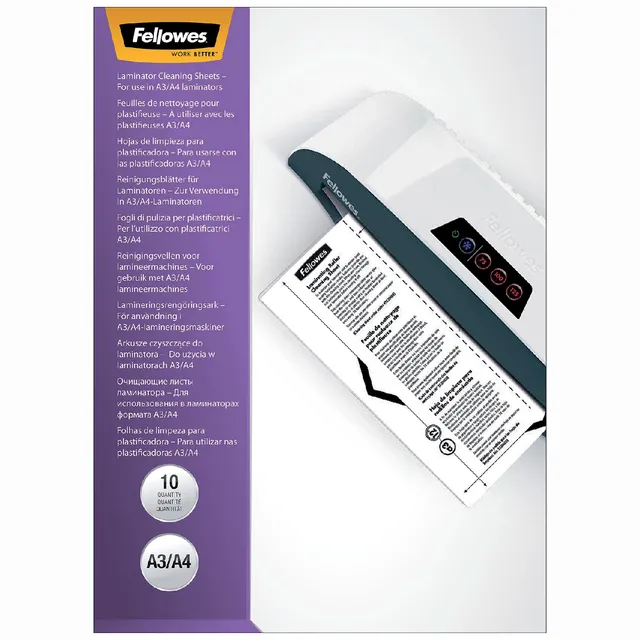 Fellowes Lamineerhoes schoonmaakvellen Fellowes A4+A3 10 stuks