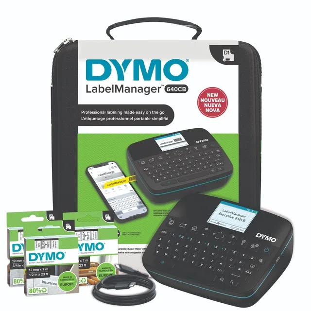 Dymo Labelprinter Dymo LabelManager Executive 640CB draagbaar azerty 24mm zwart in koffer wit