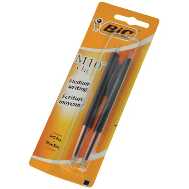 Bic balpen M10 Clic op blister, medium punt, zwart