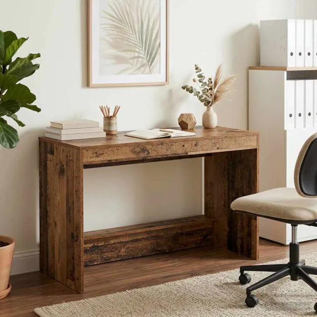 vidaXL Bed Bureau Oud hout Bewerkt hout 100 x 45 x 75 cm bruin, foto 2