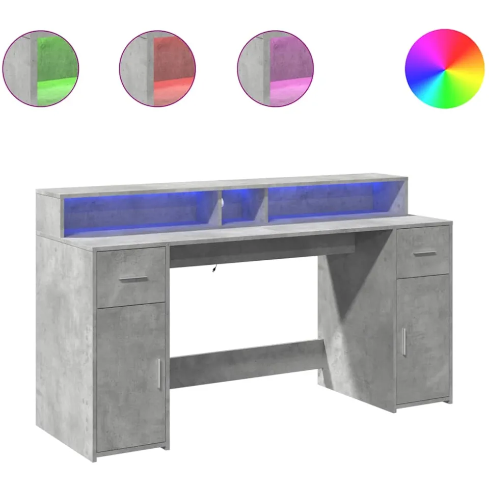 vidaXL Desk Betongrijs 160 x 55 x 91 cm Engineered Wood grijs, foto 3